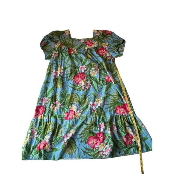 Hilo Hattie vintage Hawaiian mumu dress 3XL floral tropical pink blue - Picture 5 of 9